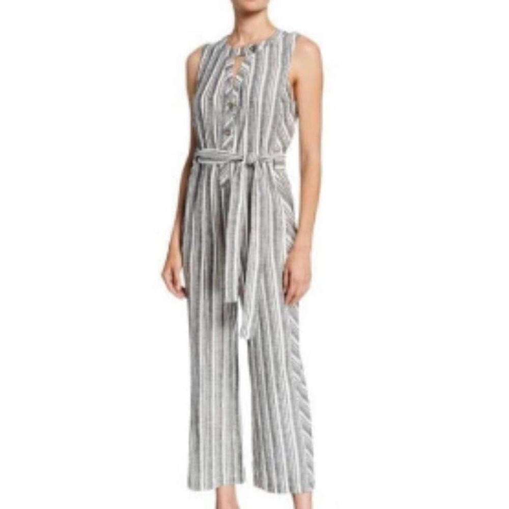 Laundry by Shelli Segal Linen Striped Sleeveless Jumpsuit NWT Size 0